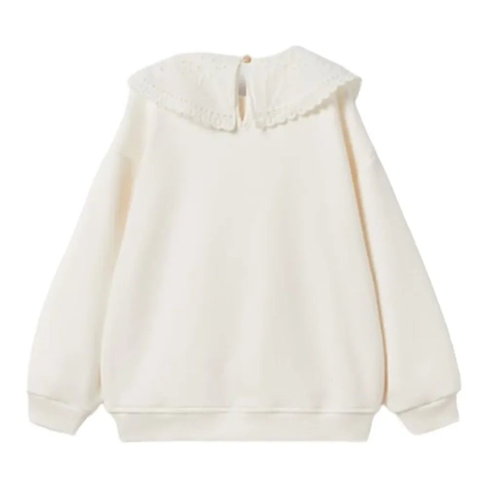 ZARA Girls Ecru Embroidered Collar Sweatshirt NWT Size 5T
